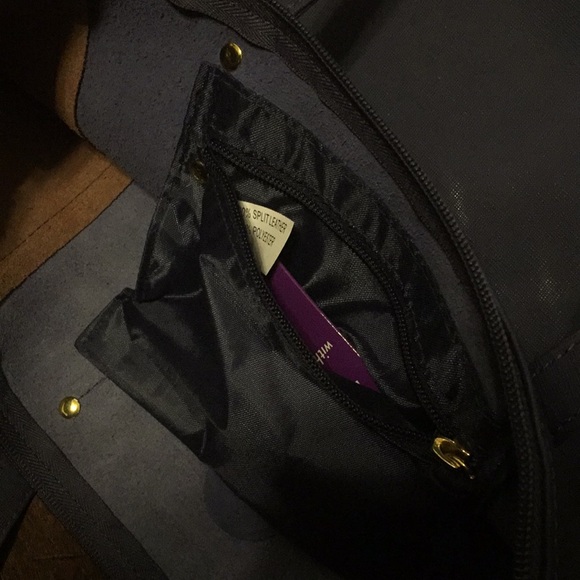 Genuine Leather Tote/shopper Navy/Cognac - Picture 8 of 8